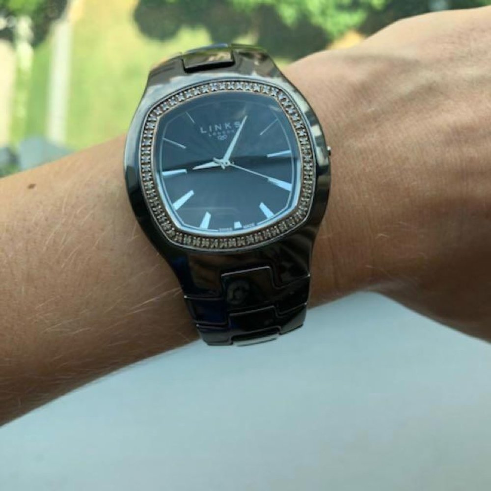 Links of London Black ceramic band with diamond bezel Watch